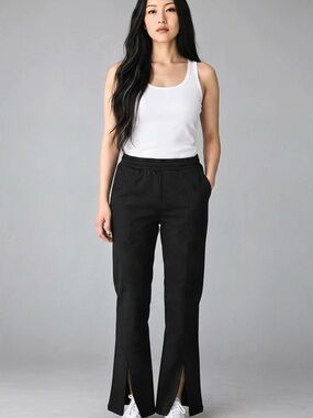 Good American Split Flare Sweat Pants Black Size 4